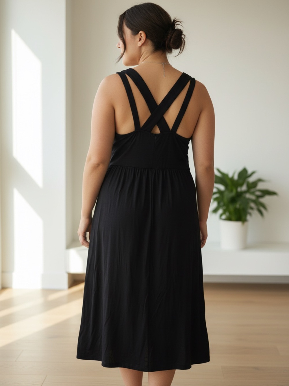 BloomChic Black One-Shoulder Crossback Dress